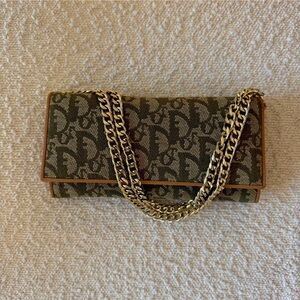 Vintage Monogram Dior Wallet with Chain